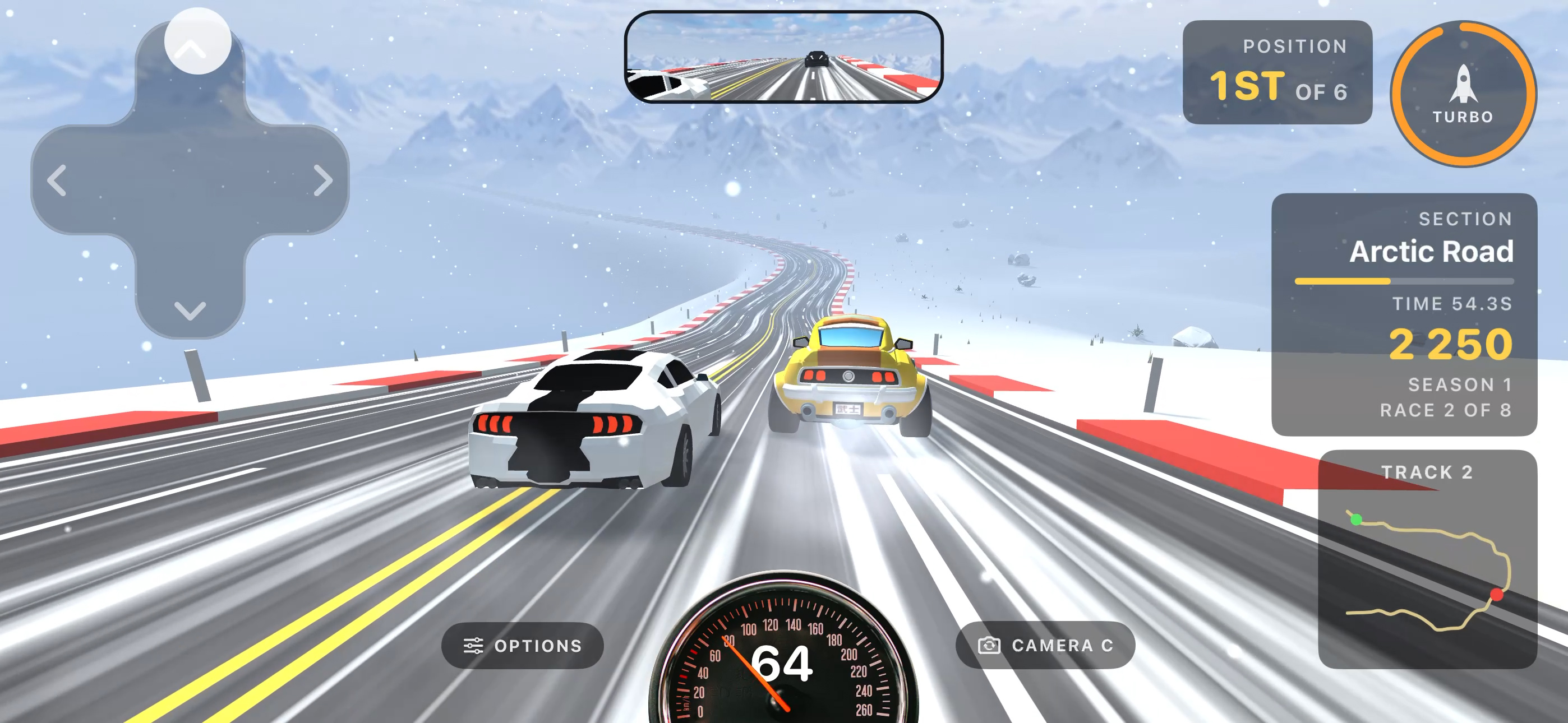 Side by side with a rival on the snowbound Arctic Road